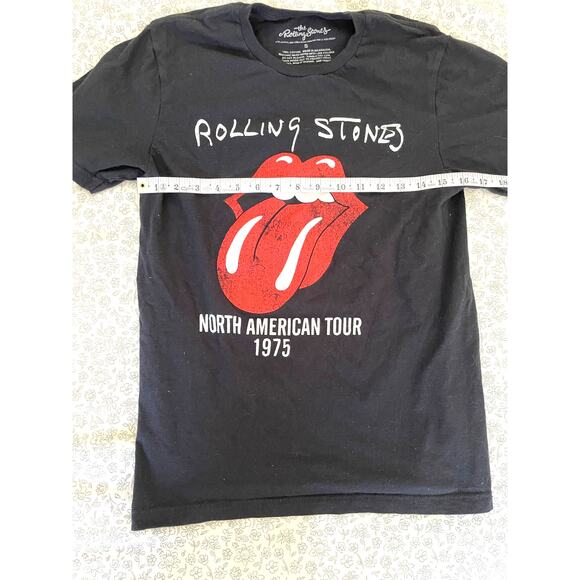 Rolling Stones 1975 Tour T-Shirt Black Size Small Unisex Tee - Picture 3 of 5